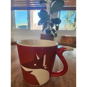2012 Starbucks Red Fox Tail Handle Coffee Cup Tea Mug | 8oz | Porcelaine